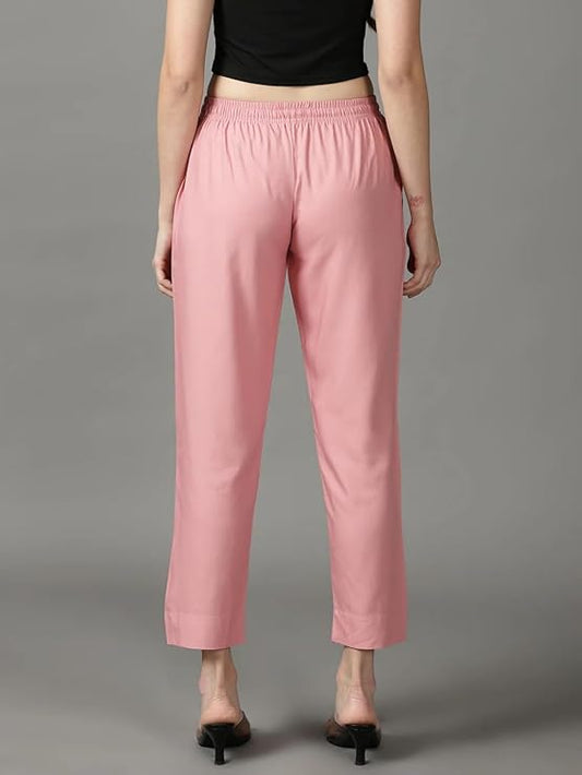 Women's Pure Rayon Trousers - Peach