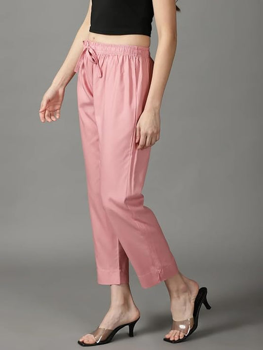 Women's Pure Rayon Trousers - Peach