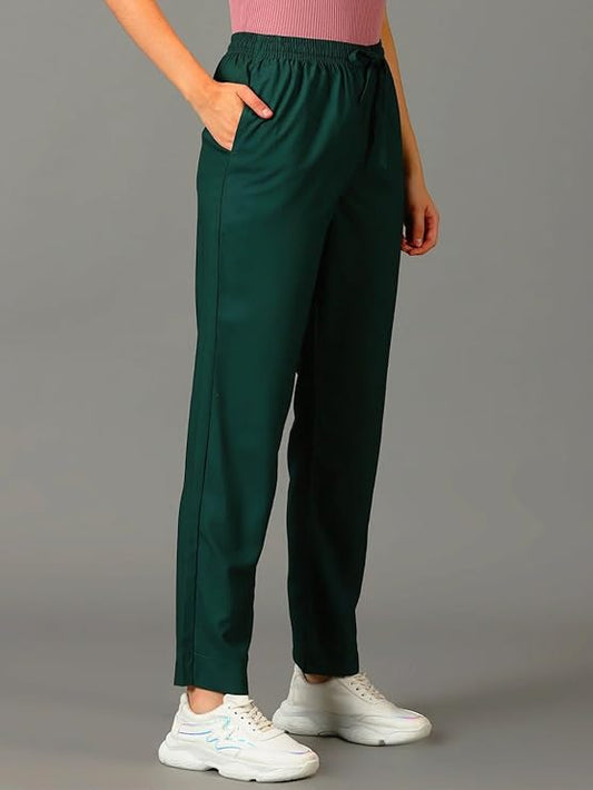 Women's Pure Rayon Trousers - Bottel Green