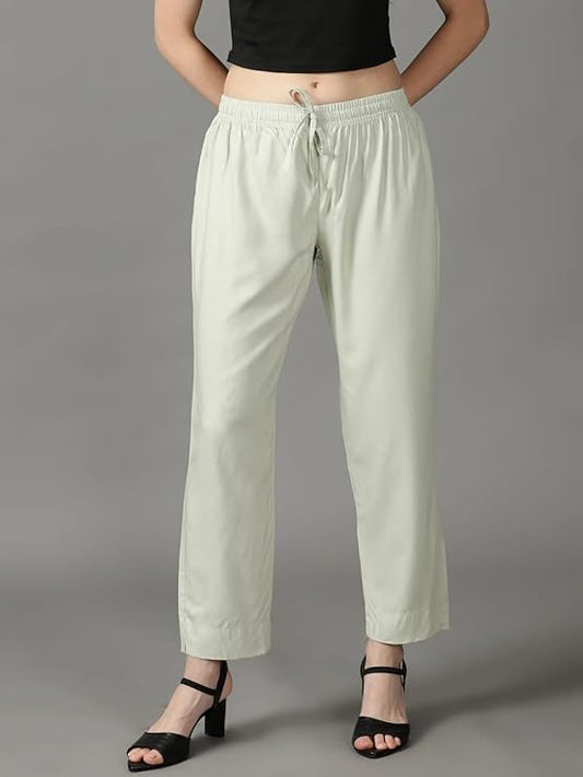 Women's Pure Rayon Trousers - Tea Green